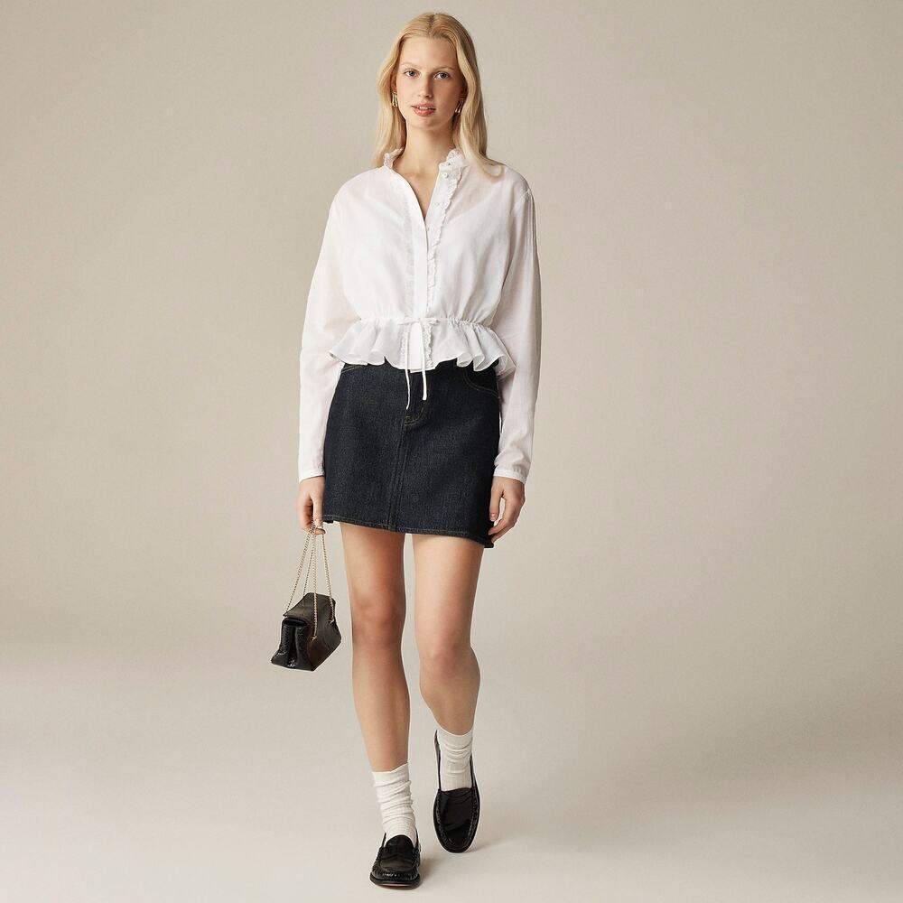 J. Crew Women's Lace-Trim Cinched-Waist Top in Cotton Voile White Size M NWT